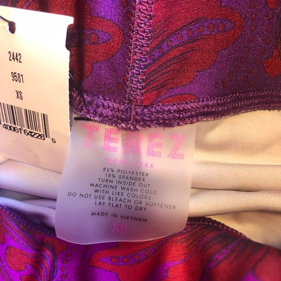 NWT EXCLUSIVE Terez Ruby Amethyst Damask Leggings XS - Picture 15 of 16